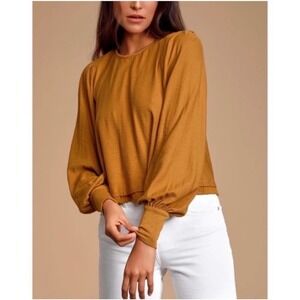 Free People Billie Balloon Sleeve Top Size XS gold